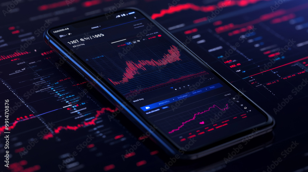 Poster a design for a website screen that shows an app for trading cryptocurrency, binary options, and fore