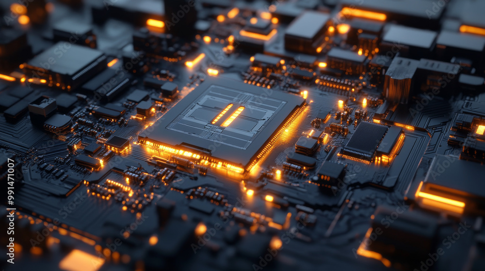 Poster the central processing unit, or cpu, is the brain of a computer. this image shows a 3d representatio