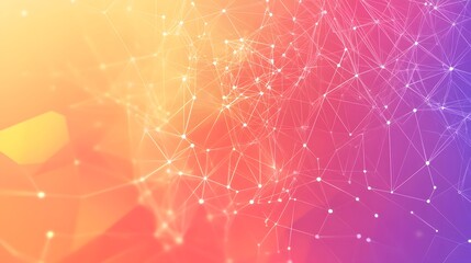 Abstract Network with White Lines and Connected Dots on a Gradient Background