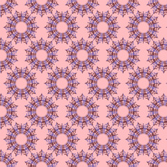 An Abstract Seamless Colorful Rangoli floral paisley pattern on Pink background. Diwali Wall art Décor vector. Design for wallpaper ,fabric, clothing, decoration cover, web and all textile print.