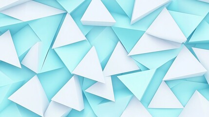 Abstract geometric background with blue and white triangular shapes.