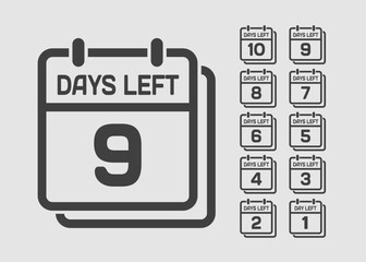 Countdown daily page calendar icon - 9 days left
