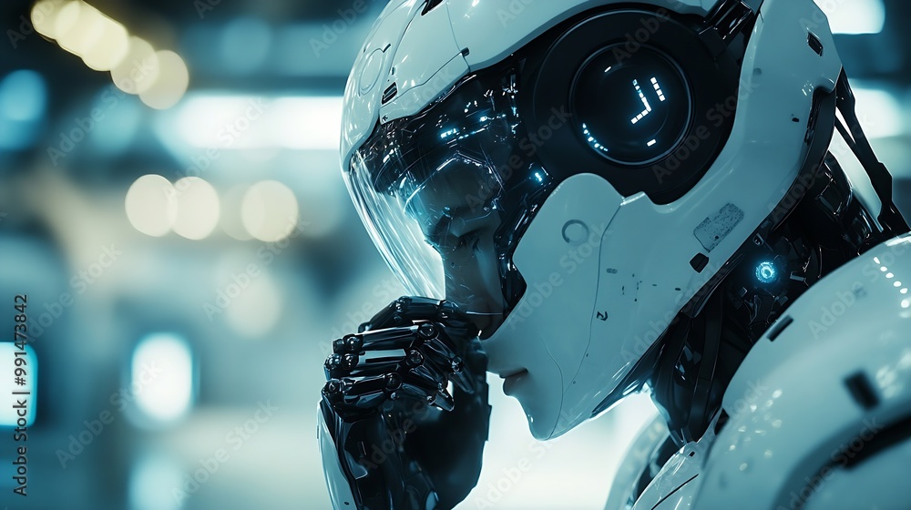 Fototapete Ai technology Artificial Intelligence man using technology smart robot AI artificial intelligence by enter command prompt for generates something Futuristic technology transformation C : Generative AI