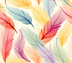 Seamless pastel feather pattern, soft concept for modern design.