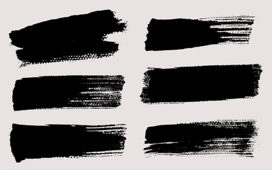 Brush strokes vector. Painted rectangles collection. Grunge long text boxes or textured backgrounds set.