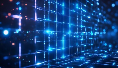 Glowing Blue Digital Grid Background