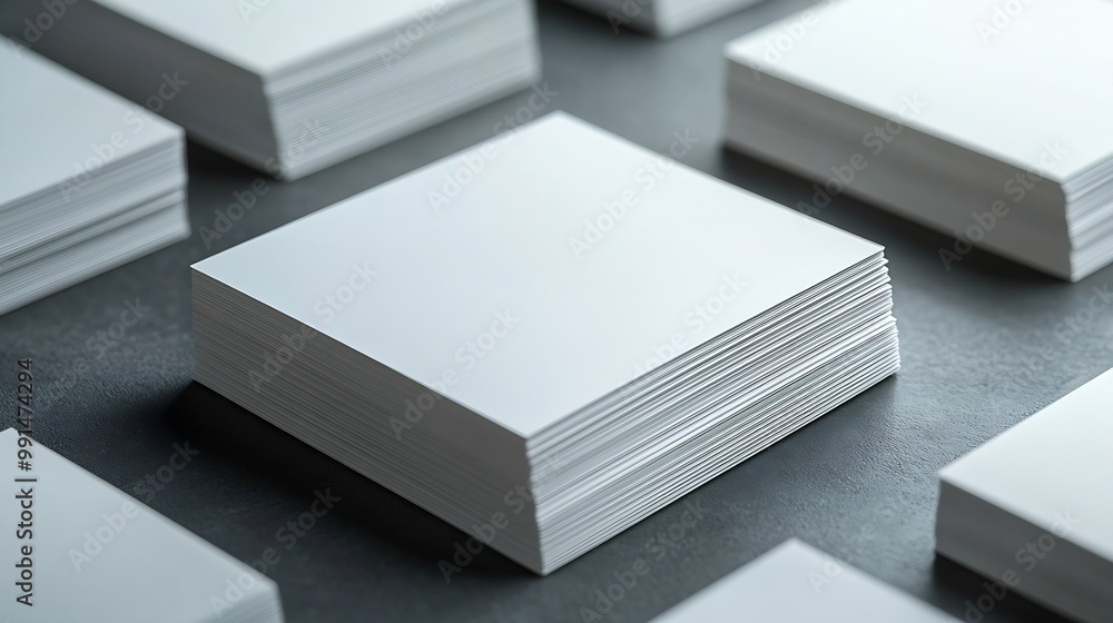 Poster White empty cards on grey to replace your design : Generative AI