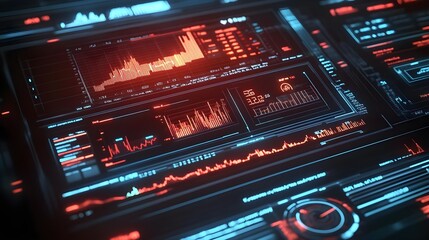 Obraz premium Futuristic Digital Screen Displaying Data Visualization