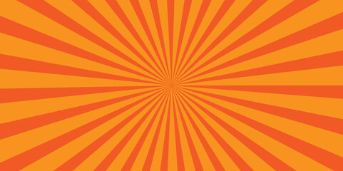 Vector Abstract orange sun rays and sunburst backdrop background. seamless retro vintage burst sunrise sunbeam element spiral striped illustration sunray template wallpaper design. 