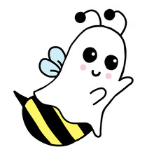 Boo Bee Adorable Bumblebee Ghost Halloween Illustration