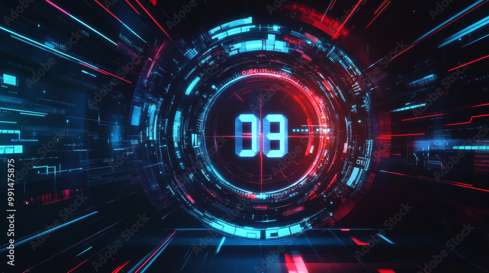 Aufkleber a futuristic, abstract background featuring a digital timer that counts down. this design is a vecto