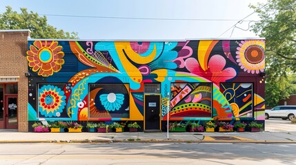 A vibrant street mural celebrating the spirit of Labour Day