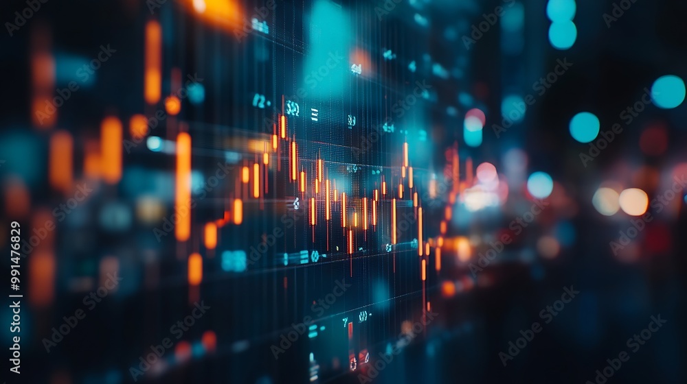 Poster stock market or forex trading graph and candlestick chart suitable for financial investment concept 
