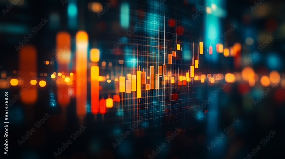 Poster stock market or forex trading graph and candlestick chart suitable for financial investment concept 