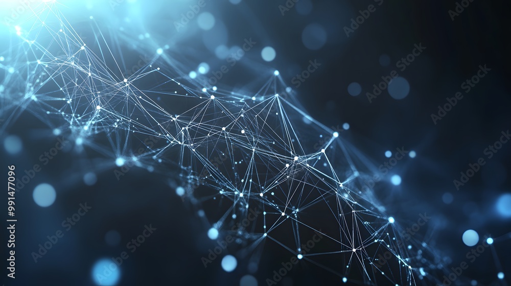 Aufkleber abstract blue network of interconnected points and lines