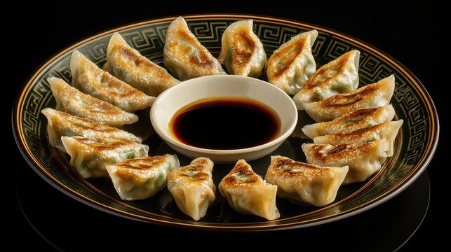 Japanese Gyoza with Crispy Edges and Savory Beef Filling 