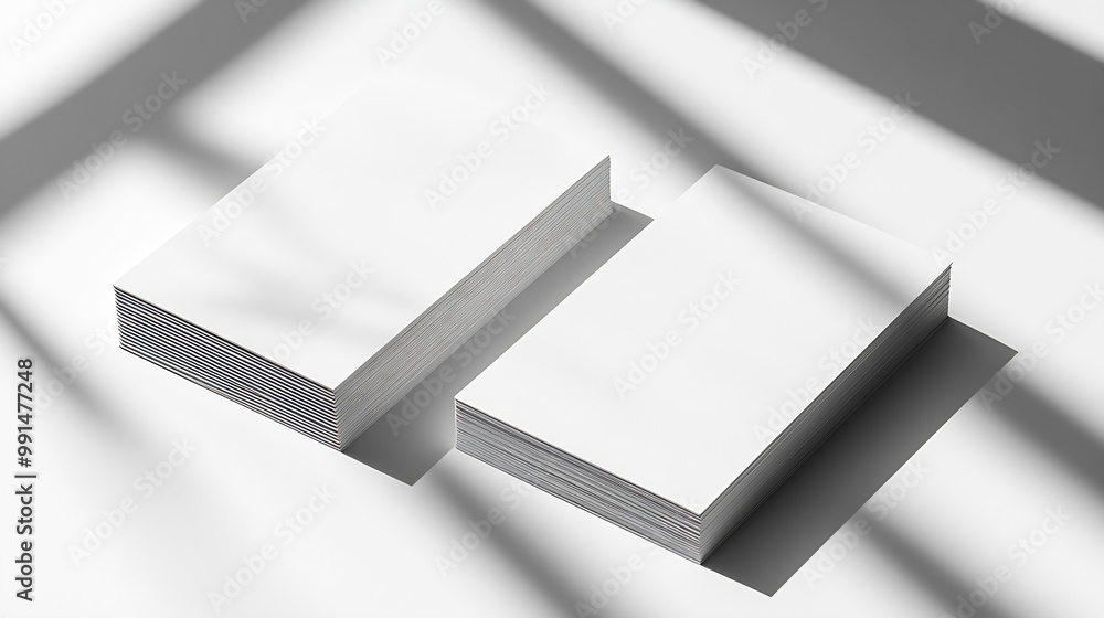 Aufkleber Mockup of two horizontal business cards with soft shadows Blank business cards Template for branding identity Photo mockup with clipping path : Generative AI