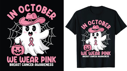 Ghosts Sweatshirt, Breast Cancer Awareness Halloween T-Shirt, Support Breast Cancer Support Tee,Retro Breast Cancer Png, Breast Cancer Awareness Png, Halloween Pink Ghost png, Halloween Shirt 