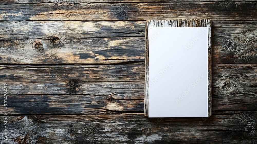 Poster blank flyer over wooden background to replace your design : generative ai