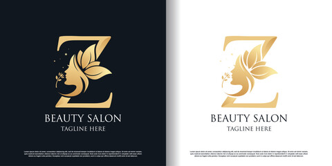 Nature beauty logo design with letter z unique style concept Premium Vector