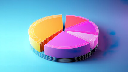 Fototapeta premium 3d cartoon pie chart technological and scientific background