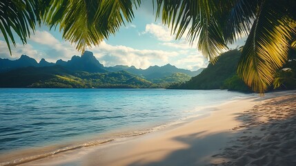 Fototapeta premium Tropical and Beach Island Landscape Beautiful View : Generative AI