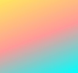 Pastel rainbow. Abstract clear blue sky. Light blue, pink and yellow color banner. Blurred light fuzz colorful gradient background. Pastel gradient sky pattern. 