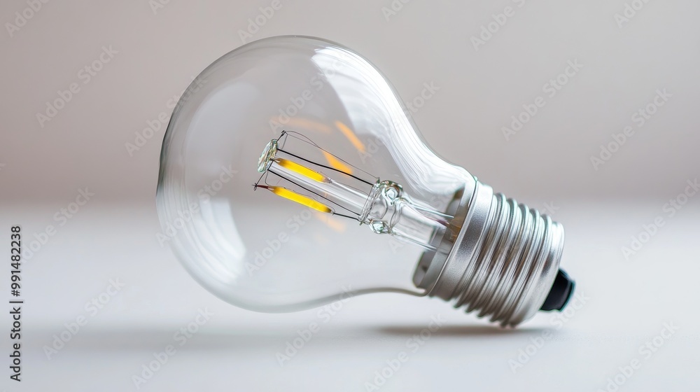 Poster a close-up of a led light bulb on a white background, with the intricate details of its structure vi