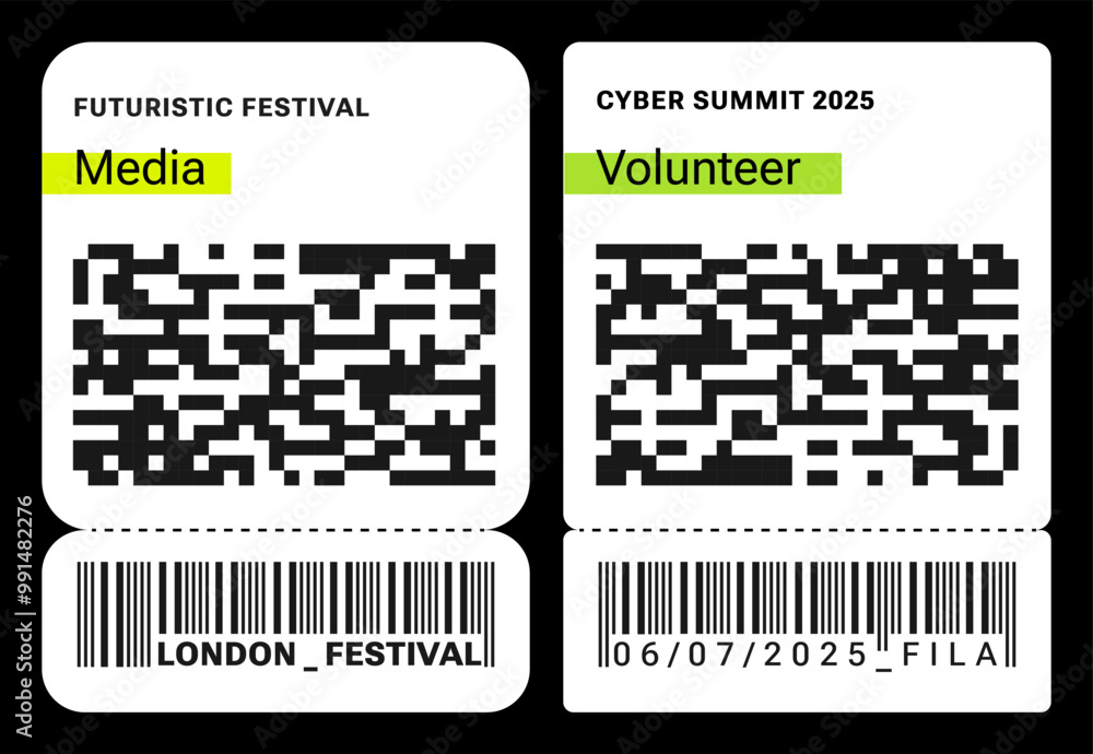 Poster retro futuristic y2k style abstract badge for event. design inspired by brutalism, cyberpunk, minima