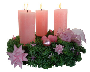 Adventskranz, rosa, isoliert