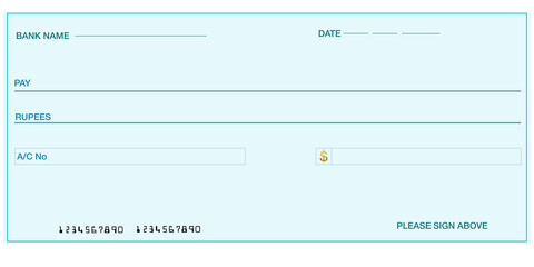 US Blank Cheque with DOLLER sign , Cheque template , Bank Cheque. Blank cheque template.