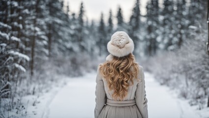 Fototapeta premium woman in winter forest