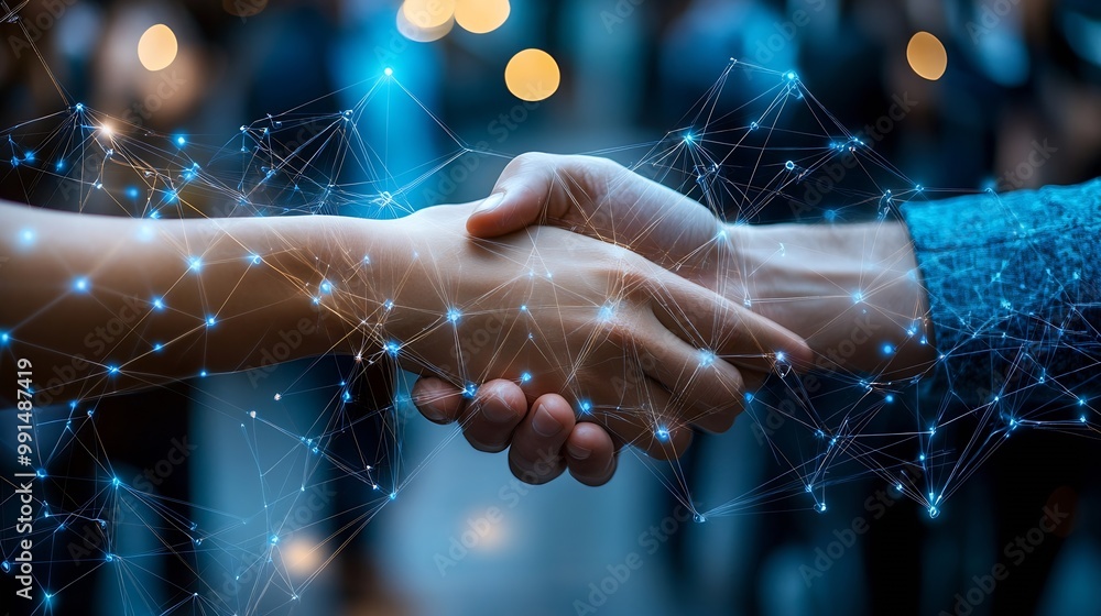 Aufkleber Business ecosystems and partnerships concept Business collaboration strategies The value of network and solution of creating new opportunities  Task relations collaboration team buildi : Generative AI