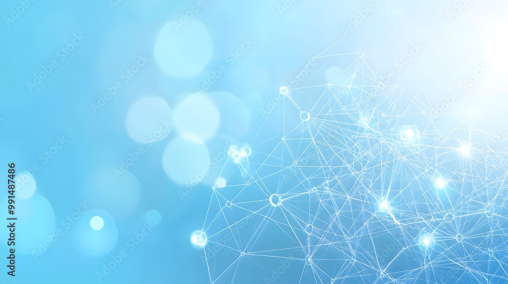 Aufkleber abstract digital network on a blue background with bokeh effects