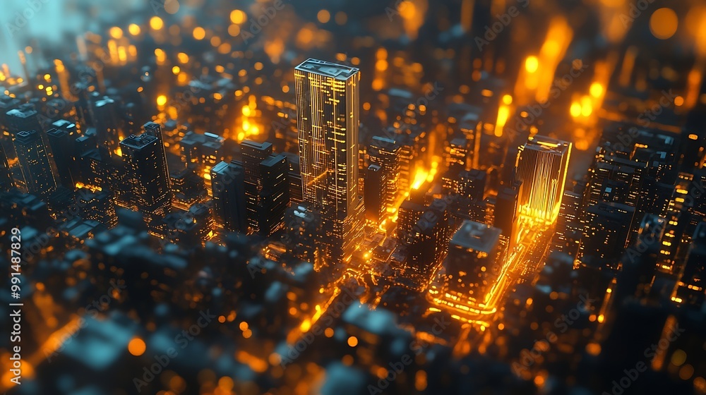 Aufkleber Smart city and digital transformationBig data connection technology Telecommunication and communication network concept : Generative AI