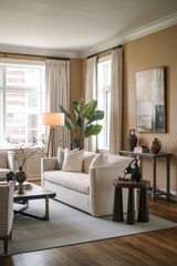 Modern Living Room with Minimalist Decor and Natural Light