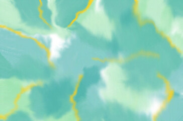 Green blue gold watercolor liquid background