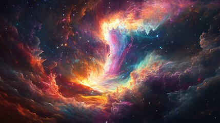 Fototapeta premium Illustrate a tear in the fabric of space, with swirling colors and energy emanating from the rift, creating a surreal scene.