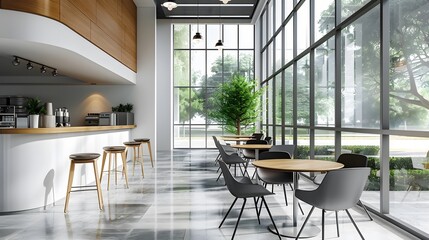 Bright and Spacious Modern Office Break Room with Contemporary Design