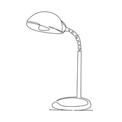 One continuous single drawing line art flat doodle electric light, desk, person, book, student, child, learning, table lamp. Isolated image hand draw contour on a white background