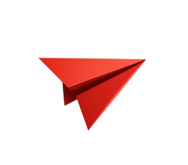 a red paper airplane on a white surface
