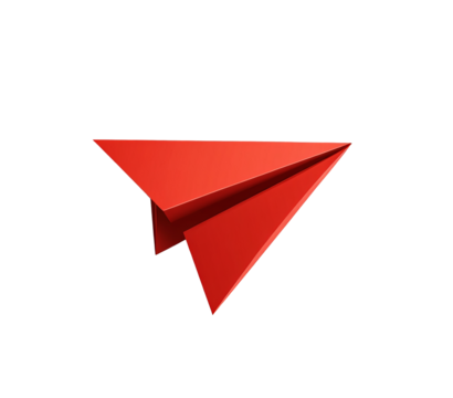 a red paper airplane on a white surface