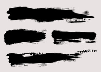Brush strokes vector. Painted rectangles collection. Grunge long text boxes or textured backgrounds set.