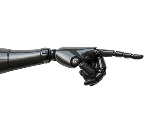 a black robot hand pointing