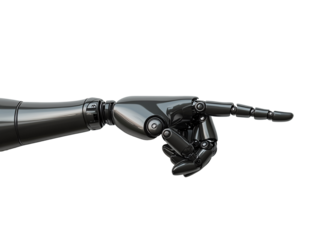 a black robot hand pointing