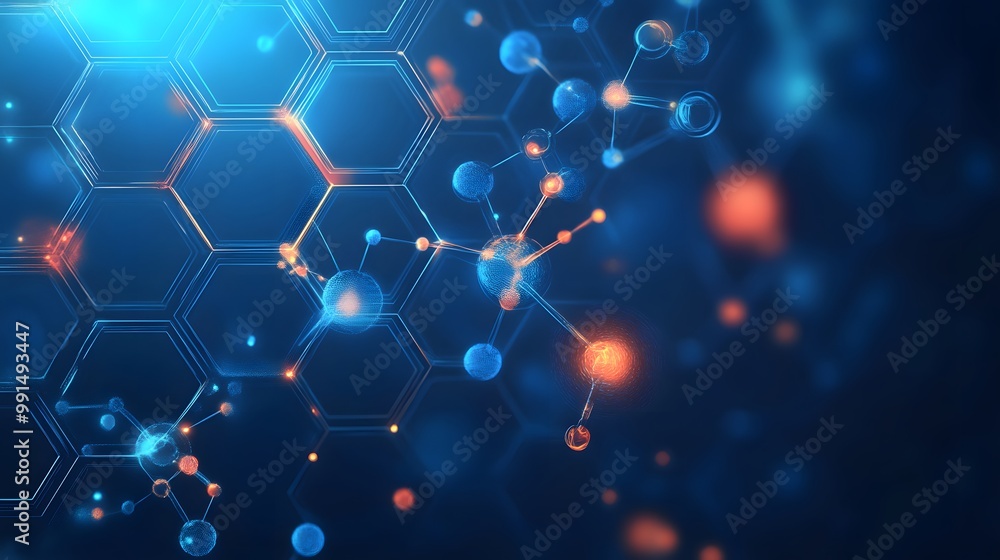 Poster abstract molecular structure with hexagonal pattern