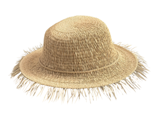 a straw hat with fringes