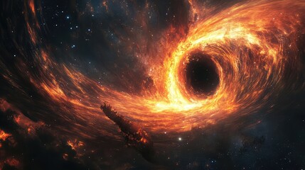 Obraz premium Collapsing star forming a black hole with intense gravitational effects