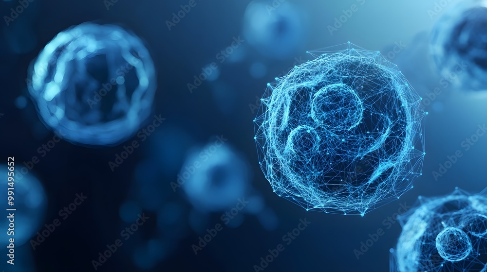 Aufkleber abstract blue glowing sphere with intricate web-like structure