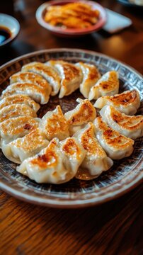 Japanese Gyoza with Crispy Edges and Savory Beef Filling 